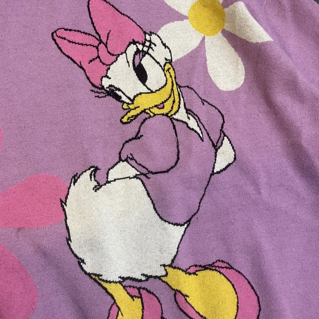 Disney Daisy Duck Purple Knit Sweater Fleece Pullover Plus SZ 3X Disneyland Rare