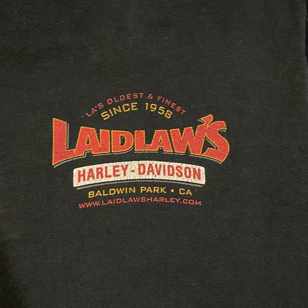 Harley Davidson Laidlaw's Cut Off Sleeves Tan Shirt Size Large Upcycle Biker