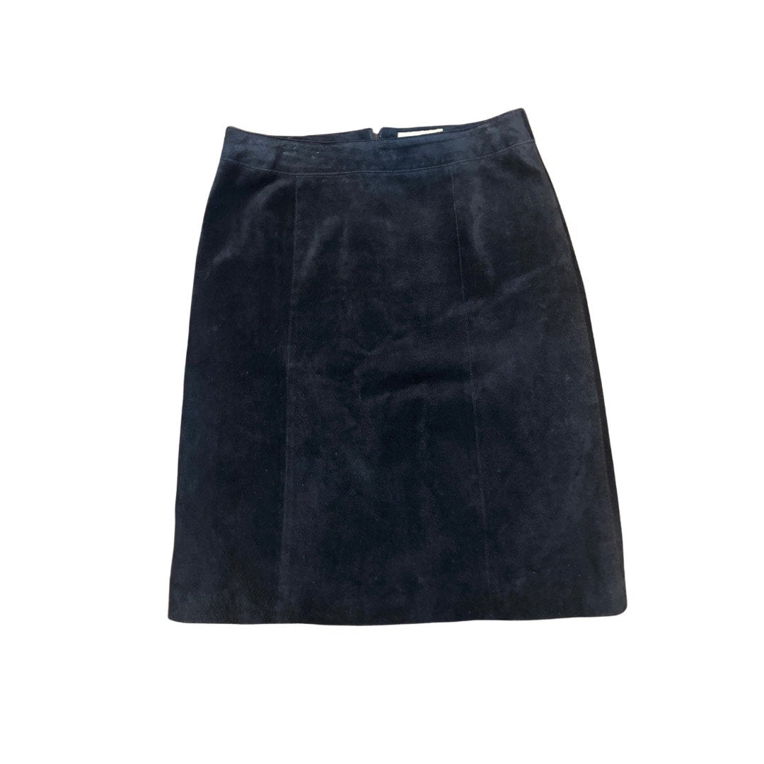 Live a Little Black Suede Leather A-Line Skirt Size 8 High Waisted Elegant Chic
