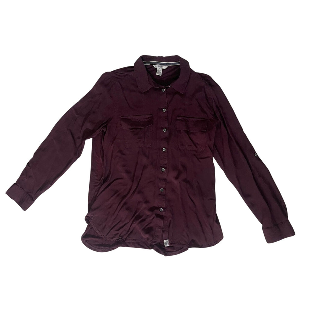 Women's Bass & Co. Burgundy Long-sleeved Button Up Blouse