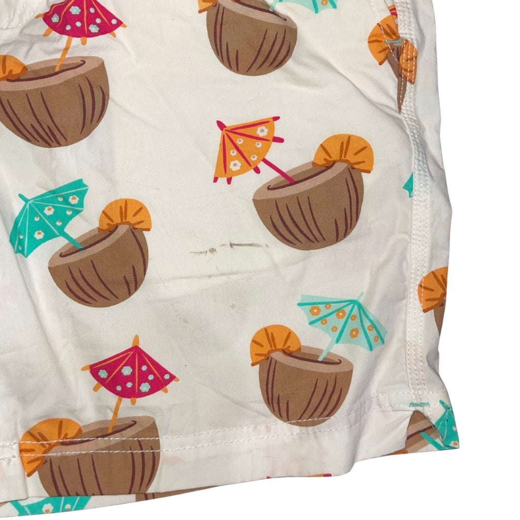 Huntington Beach Club Men Coconut Drink Board Novelty Swim Shorts Small Vacation