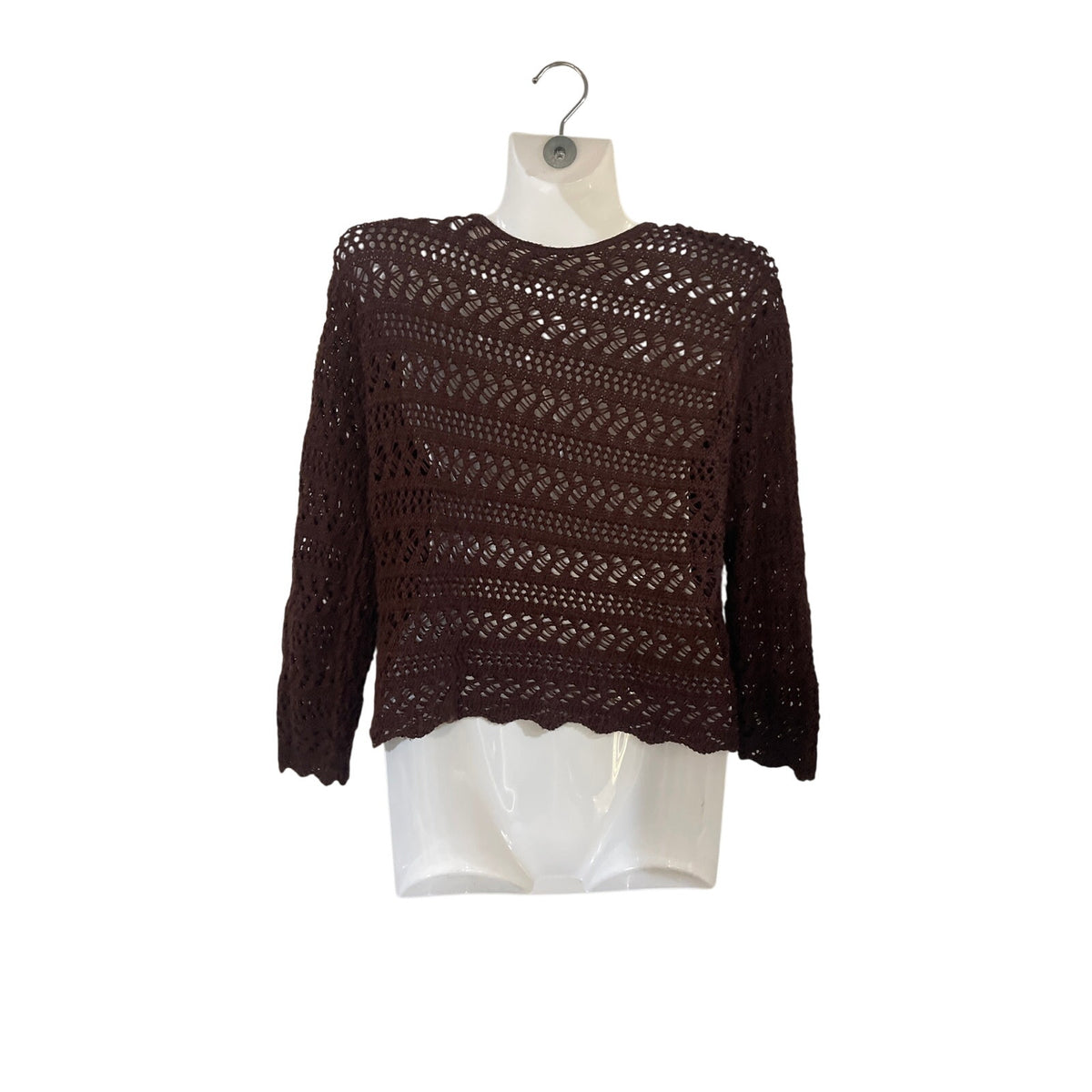 Mixit Crochet Tie Front Cardigan Open Knit Sweater SZ L Y2K 90s Boho Cottagecore