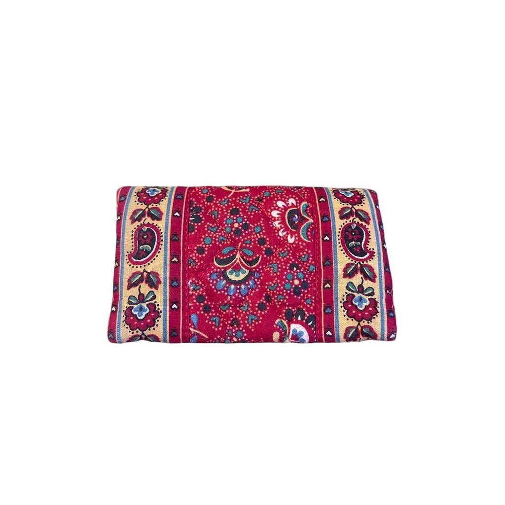 Vera Bradley Designs Provincial Red Floral Paisley Quilted Clutch Wallet Clutch