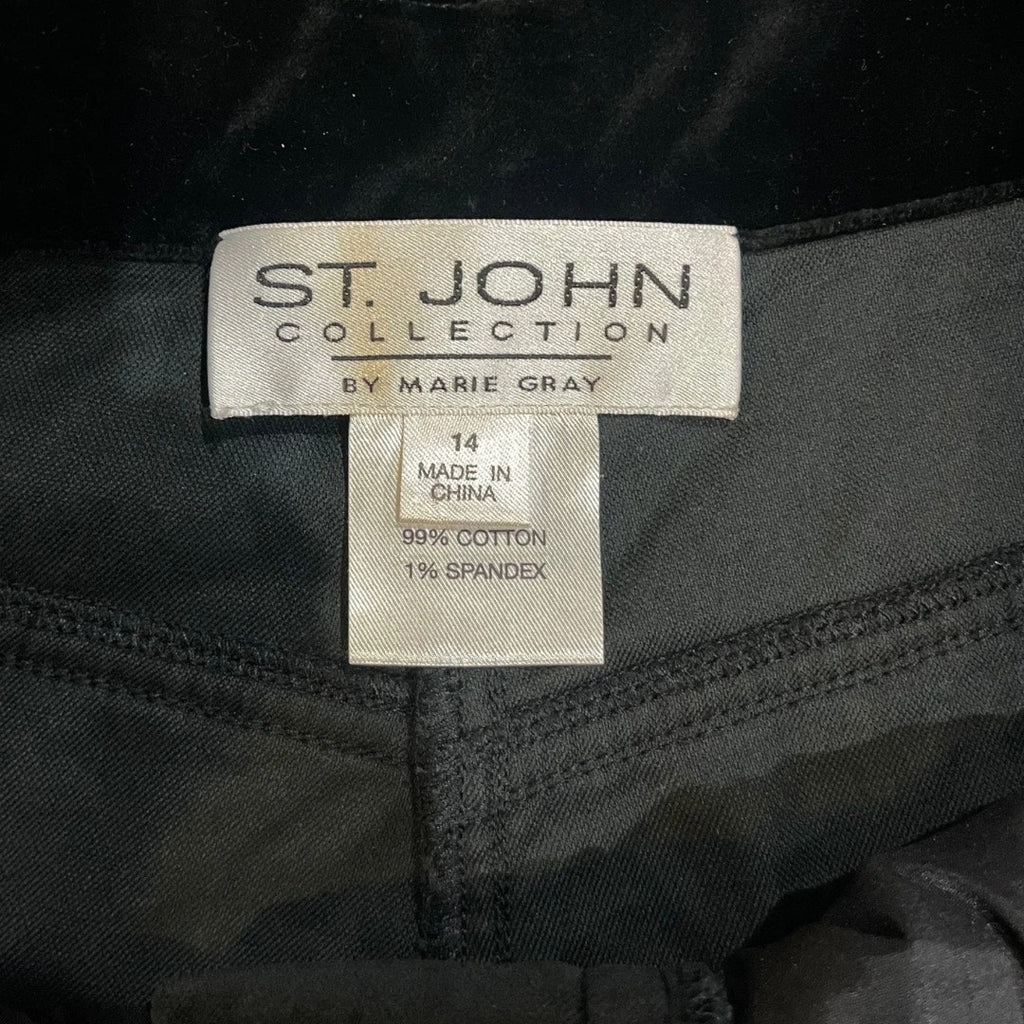 St. John Collections Velvet Pants Size 14 Trousers Straight Leg Cotton Elegant