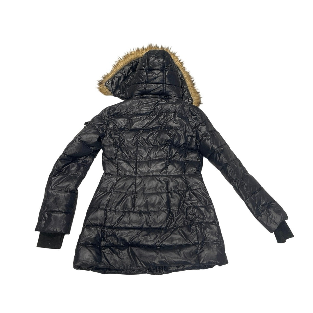 S13 Chelsea Faux Fur Trim Hooded Quilted Down Puffer Coat Jacket SZ S Winter