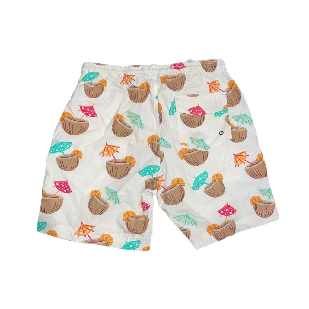 Huntington Beach Club Men Coconut Drink Board Novelty Swim Shorts Small Vacation