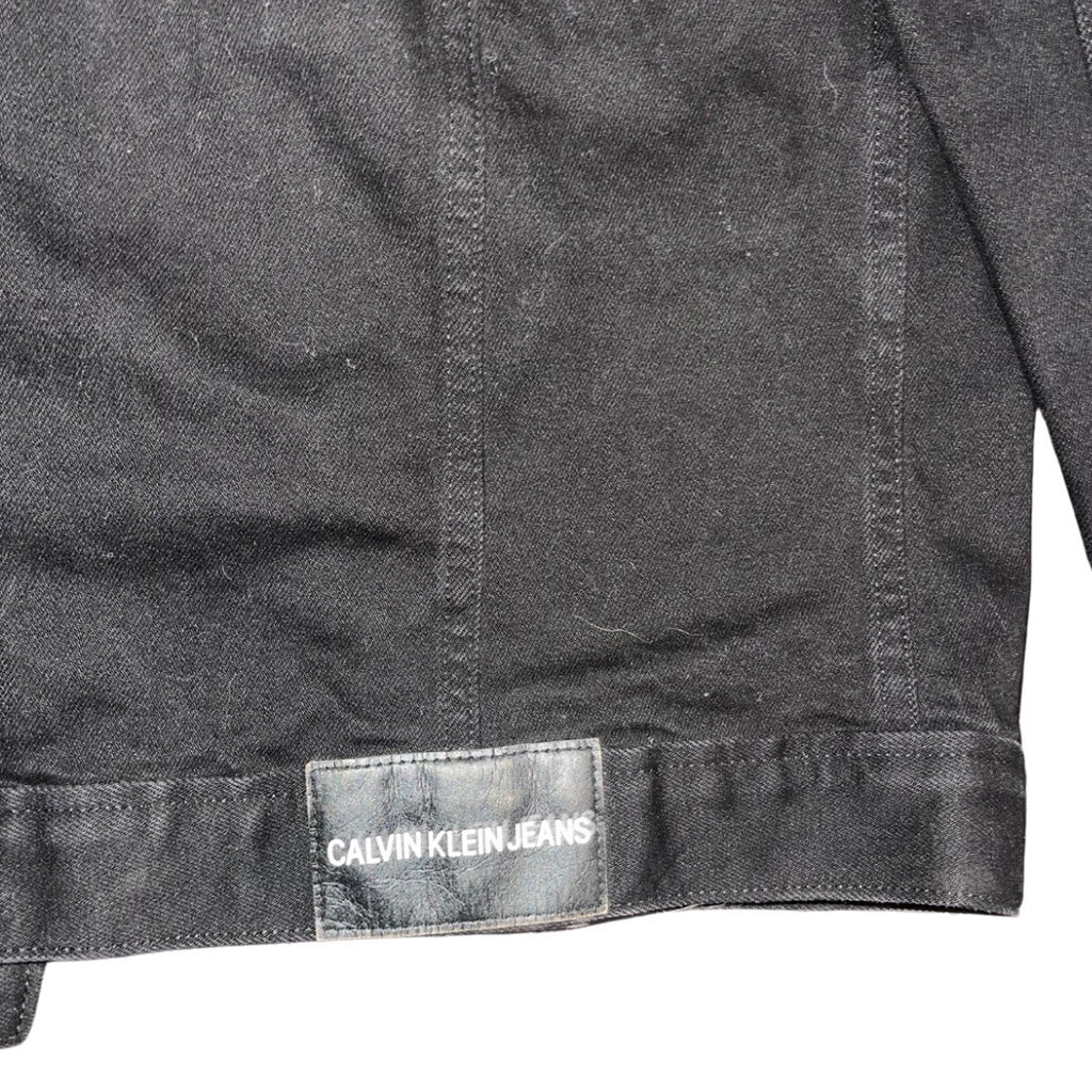 Calvin Klein Jeans Trucker Jacket Black Denim Size Small