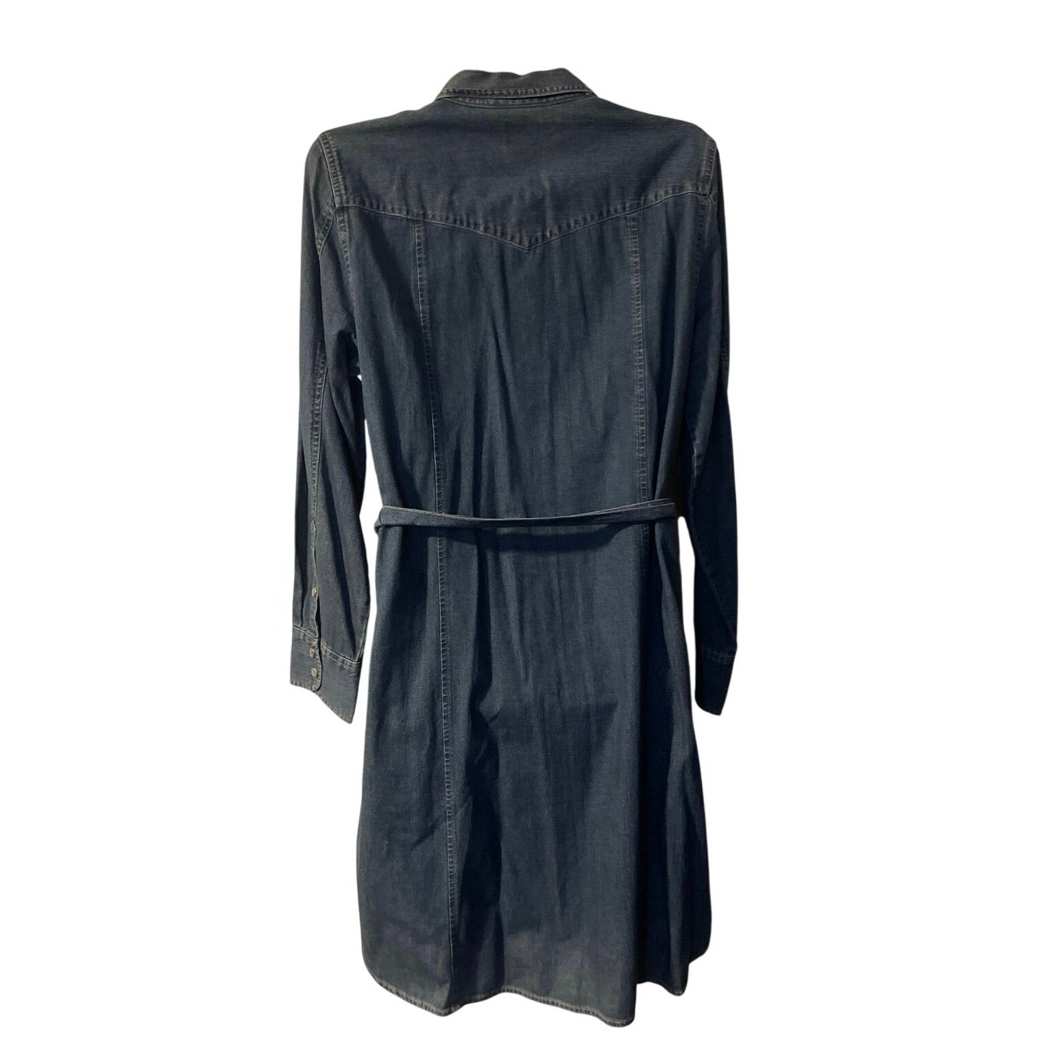 J.Crew Chambray Denim Snap Button Shirt Belt Tie Dress SZ 8 NWT Western Cowgirl