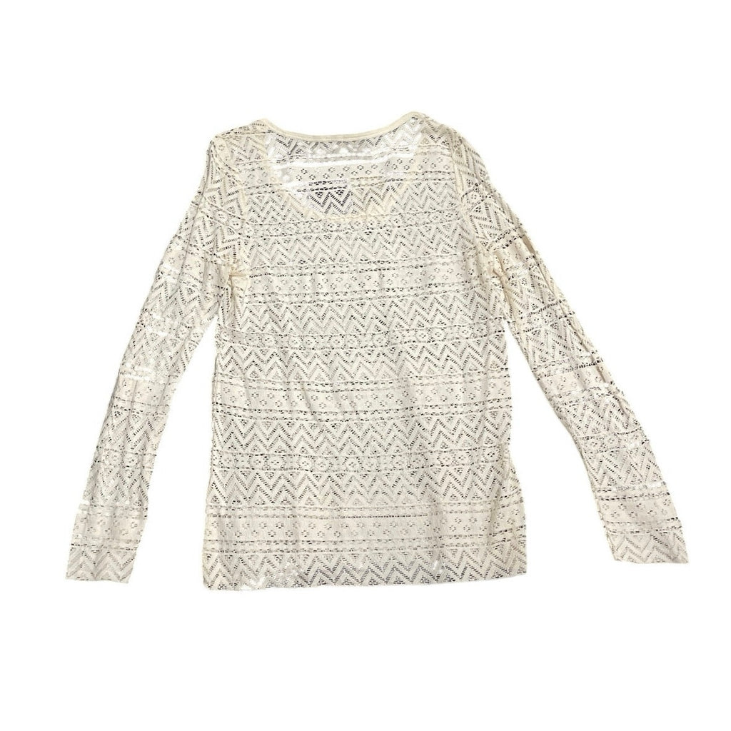 G. H. Bass Open Weaved Lace Long Sleeve Shirt Size M NWT Bohemian Chic Crochet
