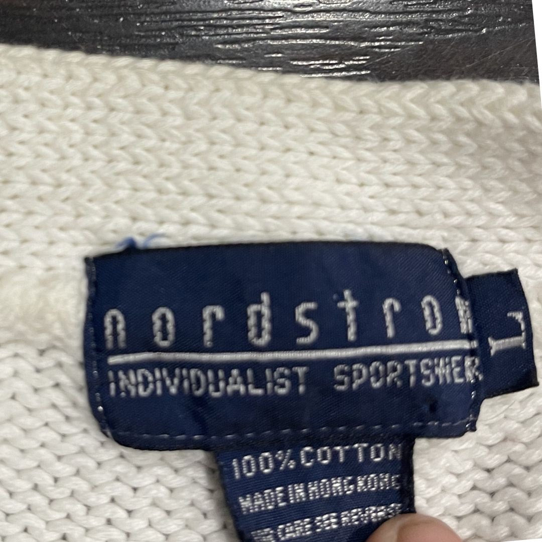 Nordstrom Individualist Sportswear V-Neck Chunky Cardigan SZ Large Vintage 90s
