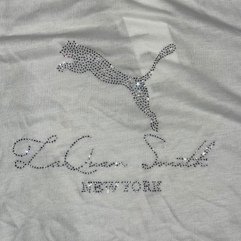 Puma Collaboration LaQuan Smith Women's Baby Tee White Size Large Rhinestone NWT