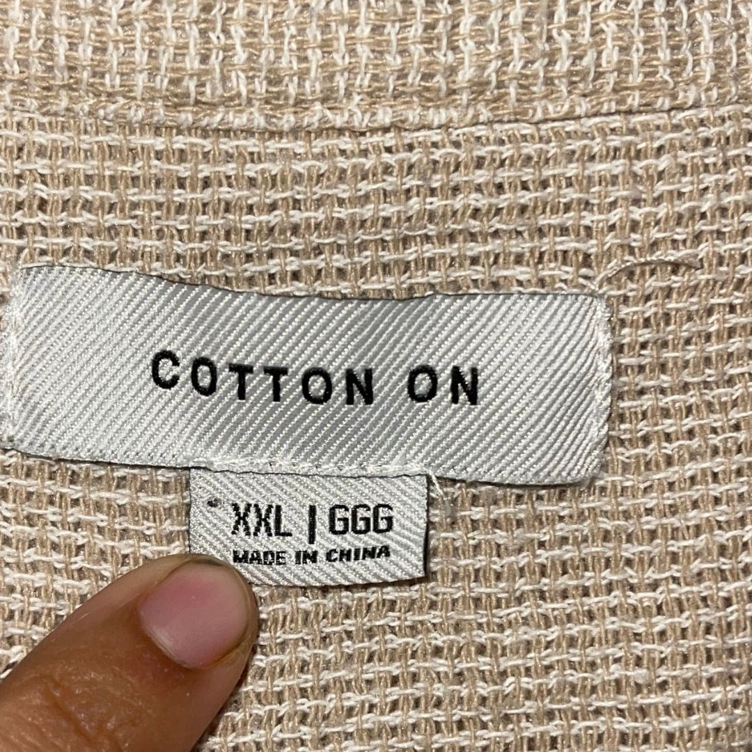 Cotton On Beige Button Short Sleeve Shirt SZ XXL Boxy Fit Relaxed Streetwear