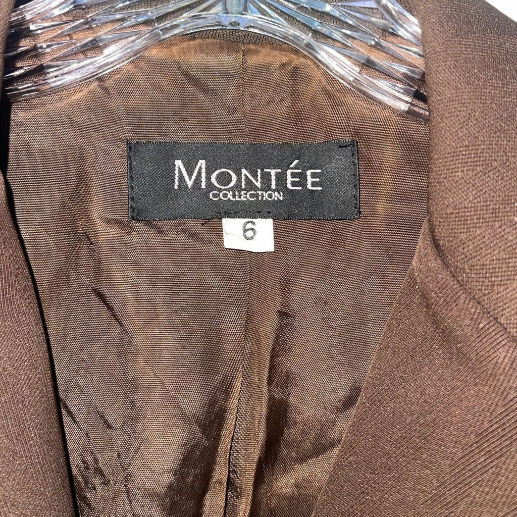 Montee Collection Womens Blazer Vintage Brown Size 6 Career Office Business