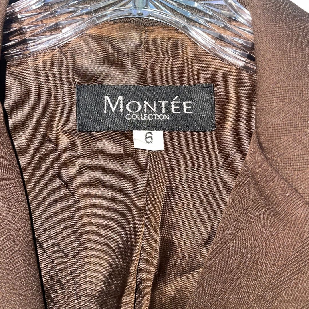 Montee Collection Womens Blazer Vintage Brown Size 6 Career Office Business