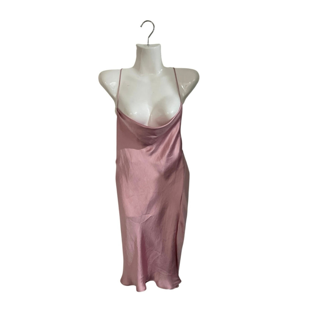 Zara Satin Effect Cowl Neck Slip Dress SZ S Cross Straps Flirty Party Date Night