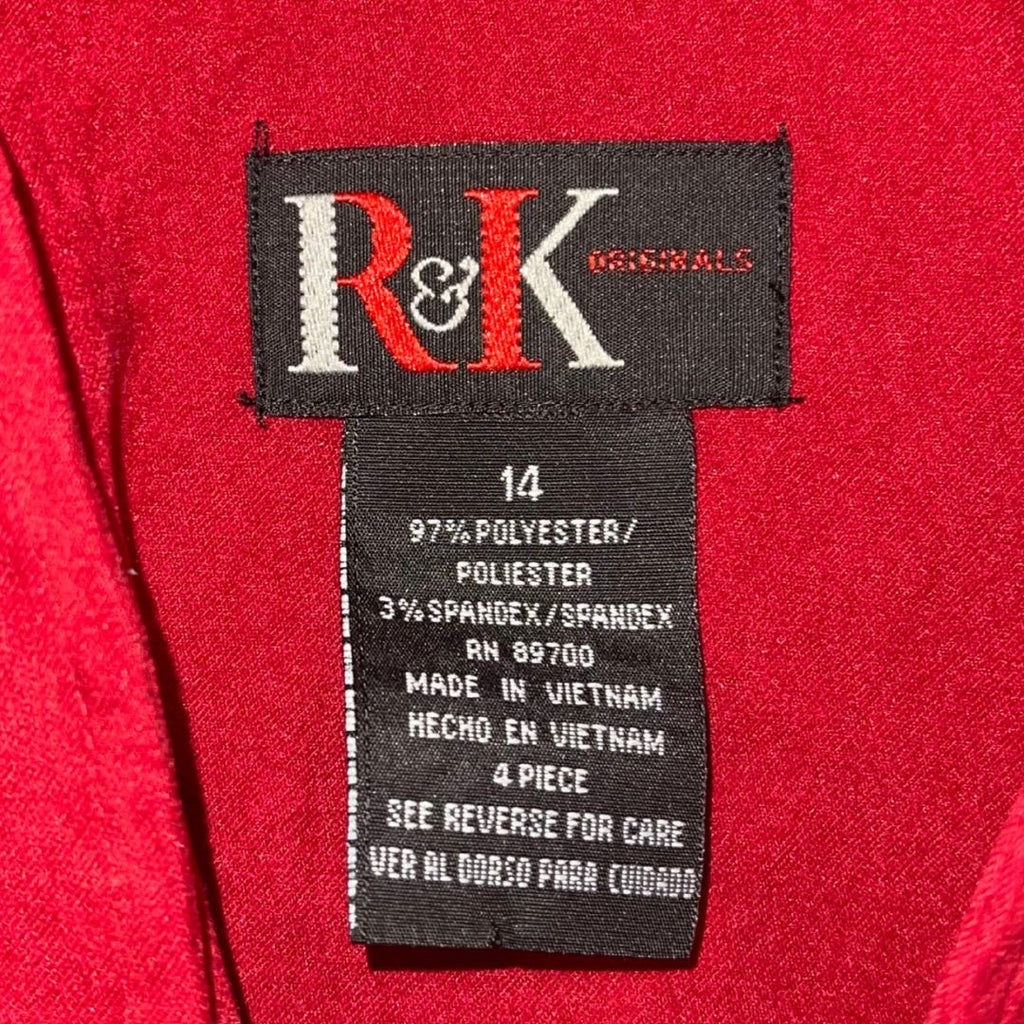 R&K Originals Vintage Red Velvet Faux Suede Jacket SZ 14 Career Holiday Office