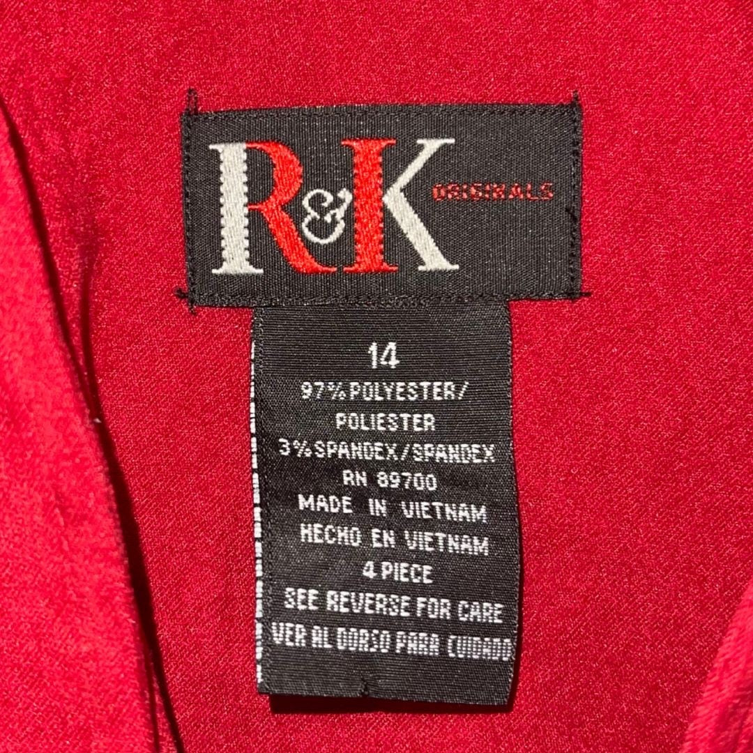 R&K Originals Vintage Red Velvet Faux Suede Jacket SZ 14 Career Holiday Office