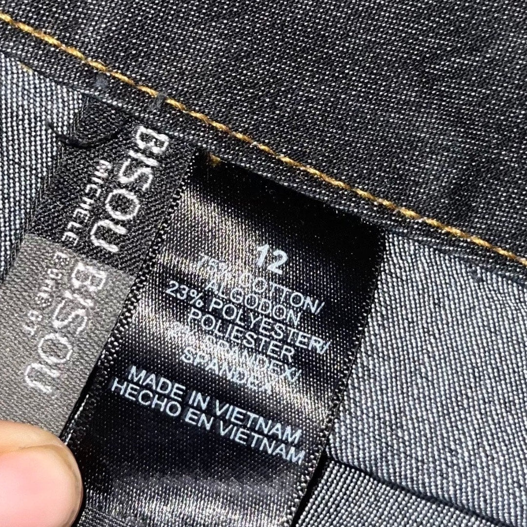 Bisou Bisou Denim Maxi Skirt Black Wash Pleated Boho 12 Mermaid Y2K Western 90s