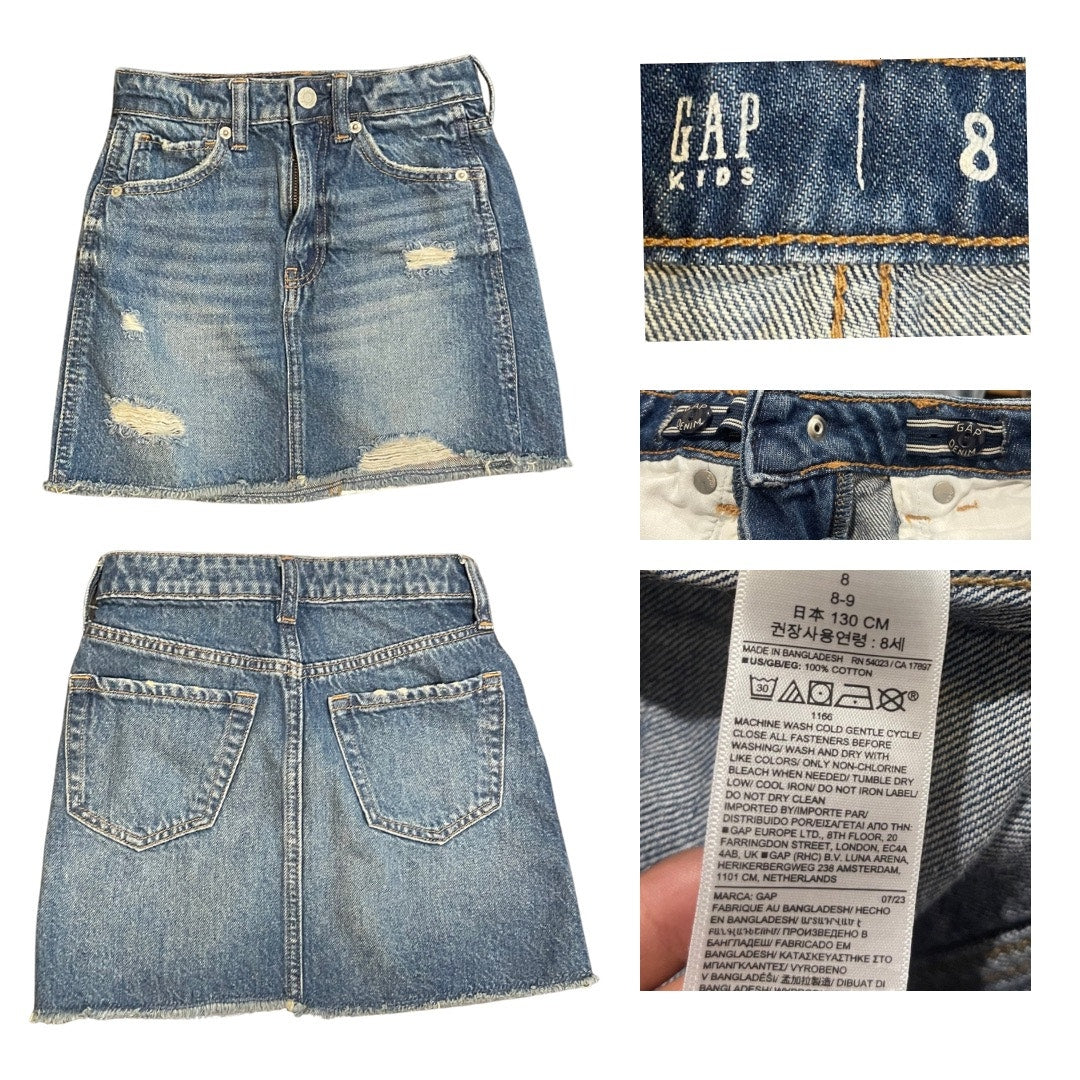 Gap Kids Girls Denim Jean Skirt Distressed Size 8 Kidscore Streetwear