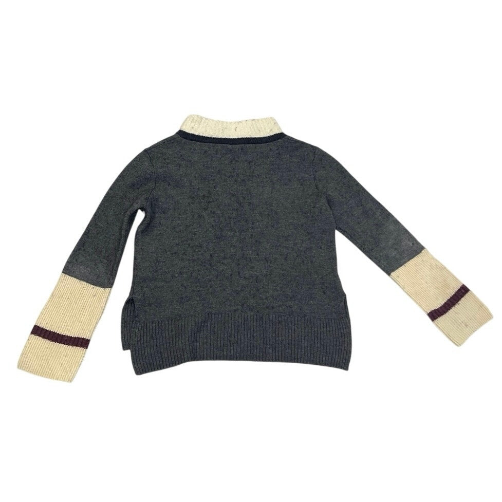 Ted Baker Bluela Knit Sweater with Applique SZ 3 Mock Neck Collar Wool Blend