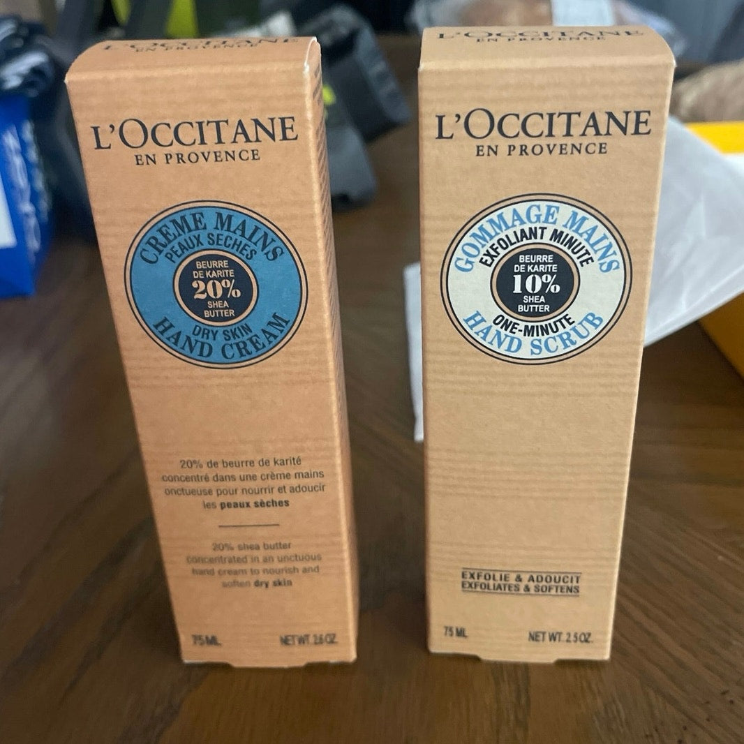 L'Occitane Gift Set Box w/ Hand Cream Scrub Shower Nail Oil Beauty Care NEW