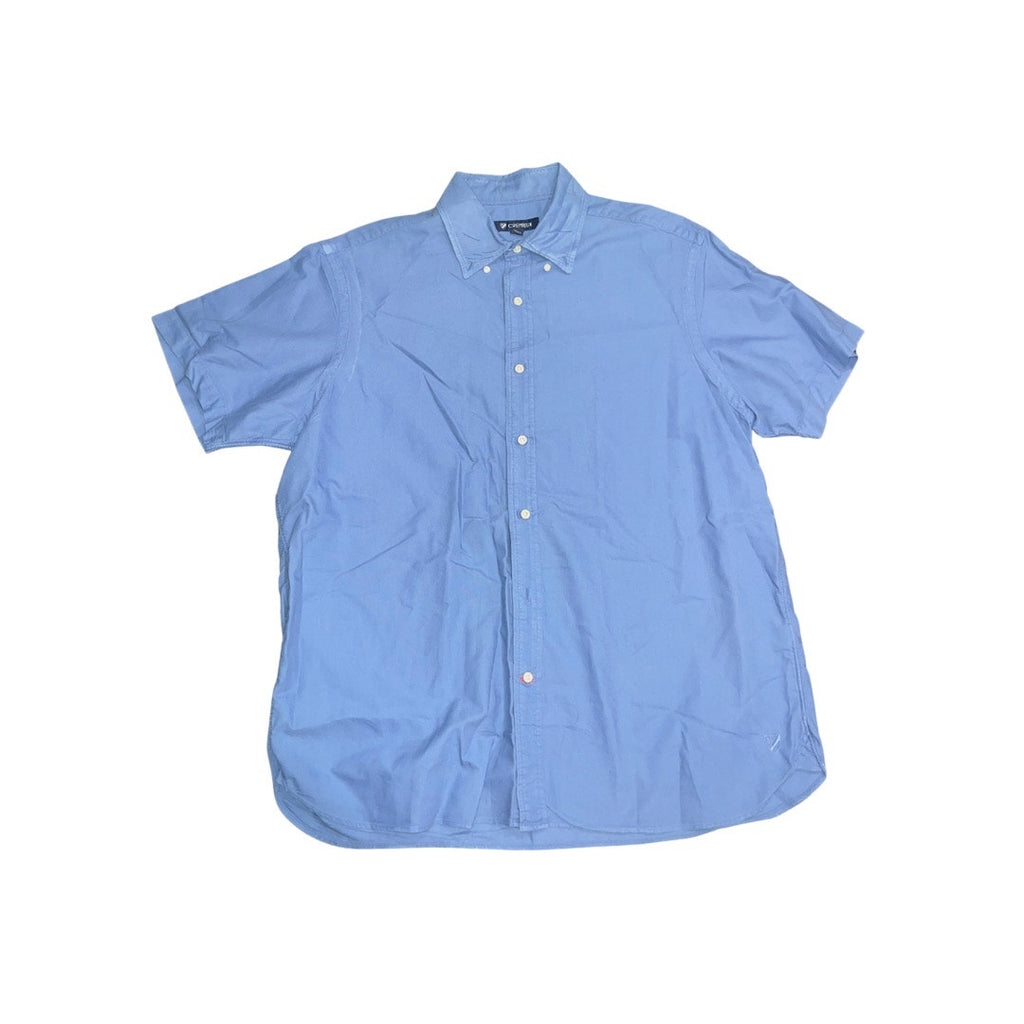 Mens Cremieux Classic Short Sleeve Shirt Blue Button Up 100% Cotton Size XL
