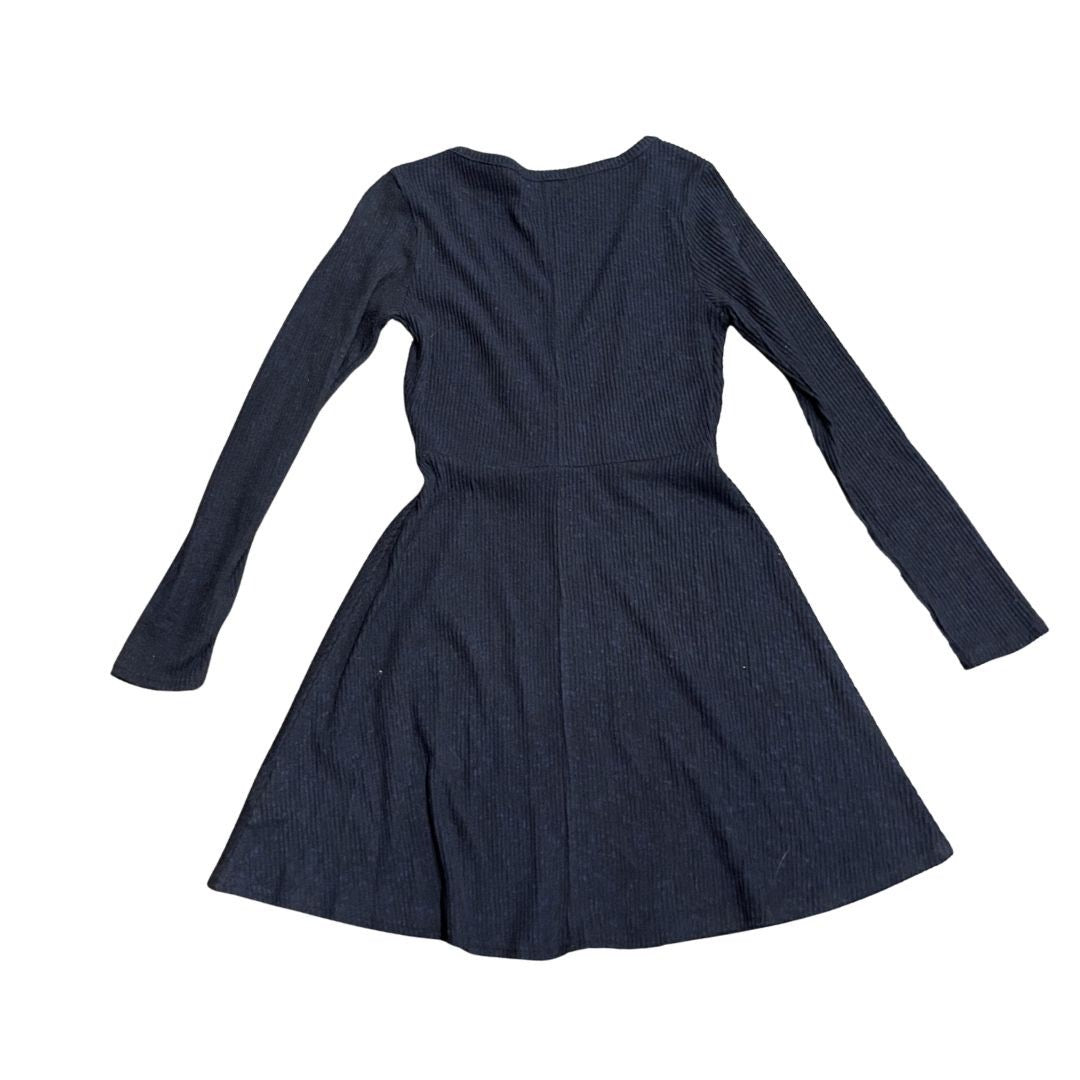 Urban Outfitters Navy Blue Long Sleeve Wrapped Neck Mini Ribbed Knit Dress SZ M