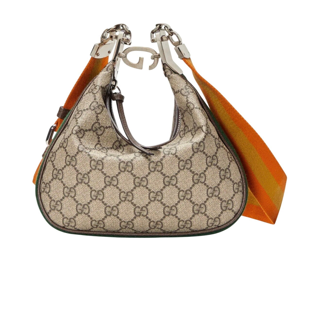GUCCI ATTACHE SMALL SHOULDER BAG with Two straps Moon Crescent Luxury Canvas