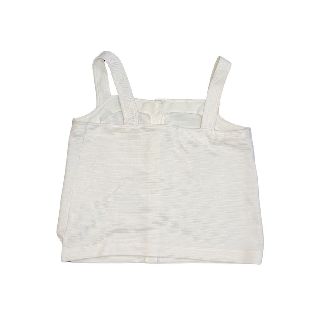 J. Crew Off White Texture Button Front Tank Blouse Size Medium Preppy Summer