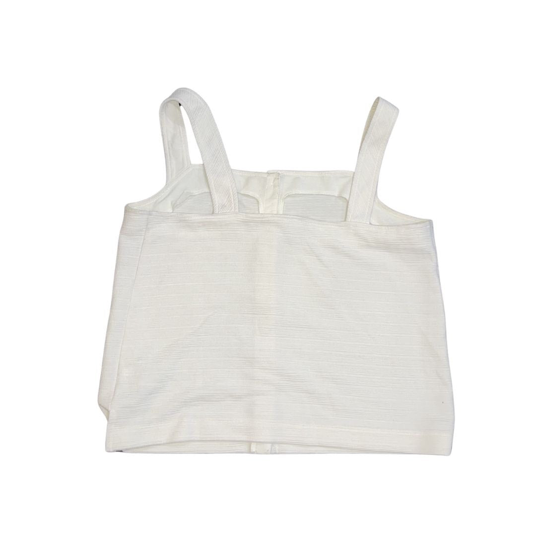 J. Crew Off White Texture Button Front Tank Blouse Size Medium Preppy Summer