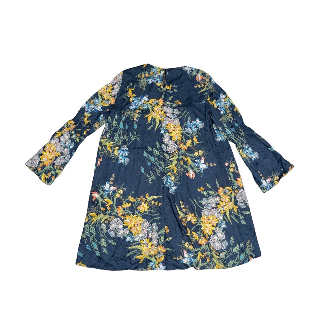 Zara Basic z1975 Floral Flare Dress Bell Sleeve Empire Waist Size Large