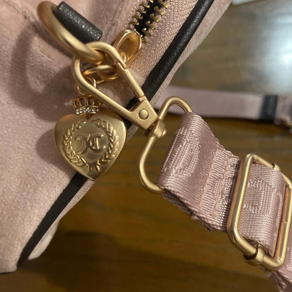 Juicy Couture Heritage Velour Camera Bag Dusty Pink Crossbody Y2K