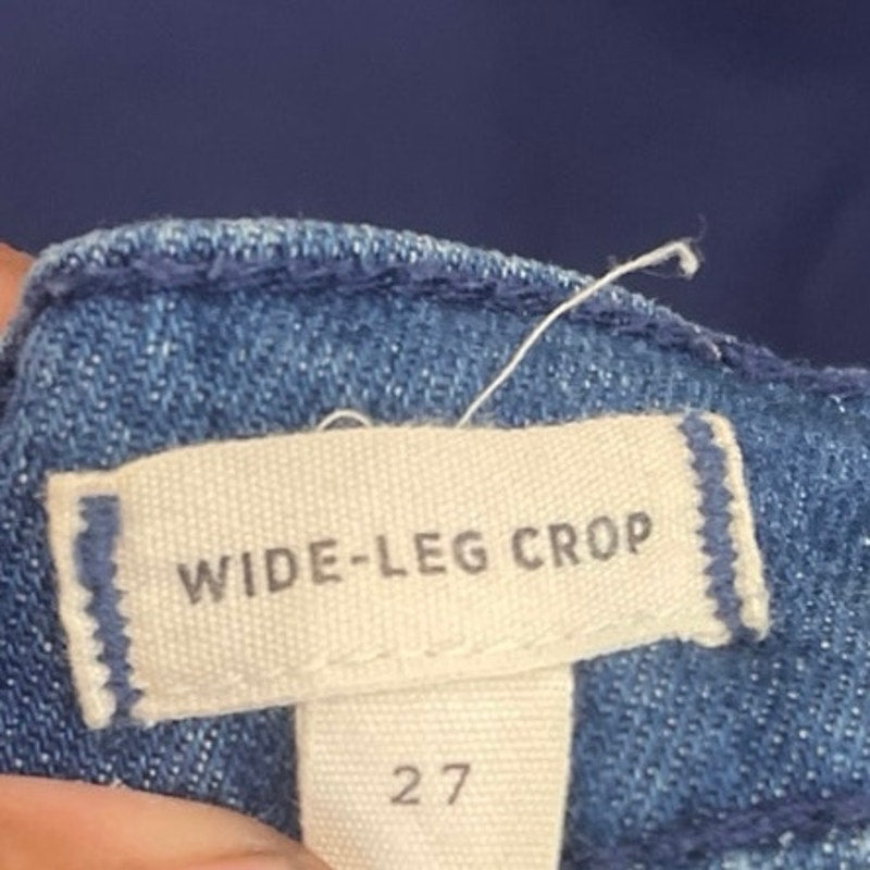 Madewell Confetti Floral Embroidered Denim Jeans Wide Leg Cropped SZ 27 Retro