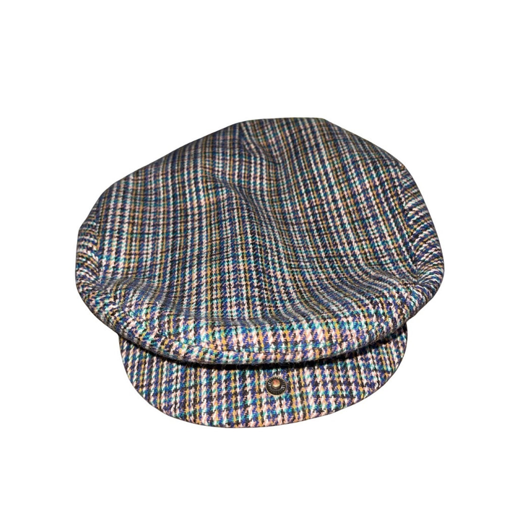 Brixton Hooligan Snap Cap Blue Plaid Size Medium 7 1/2  NWT Newspaper Boy