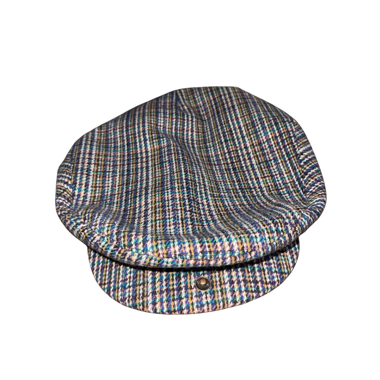 Brixton Hooligan Snap Cap Blue Plaid Size Medium 7 1/2  NWT Newspaper Boy