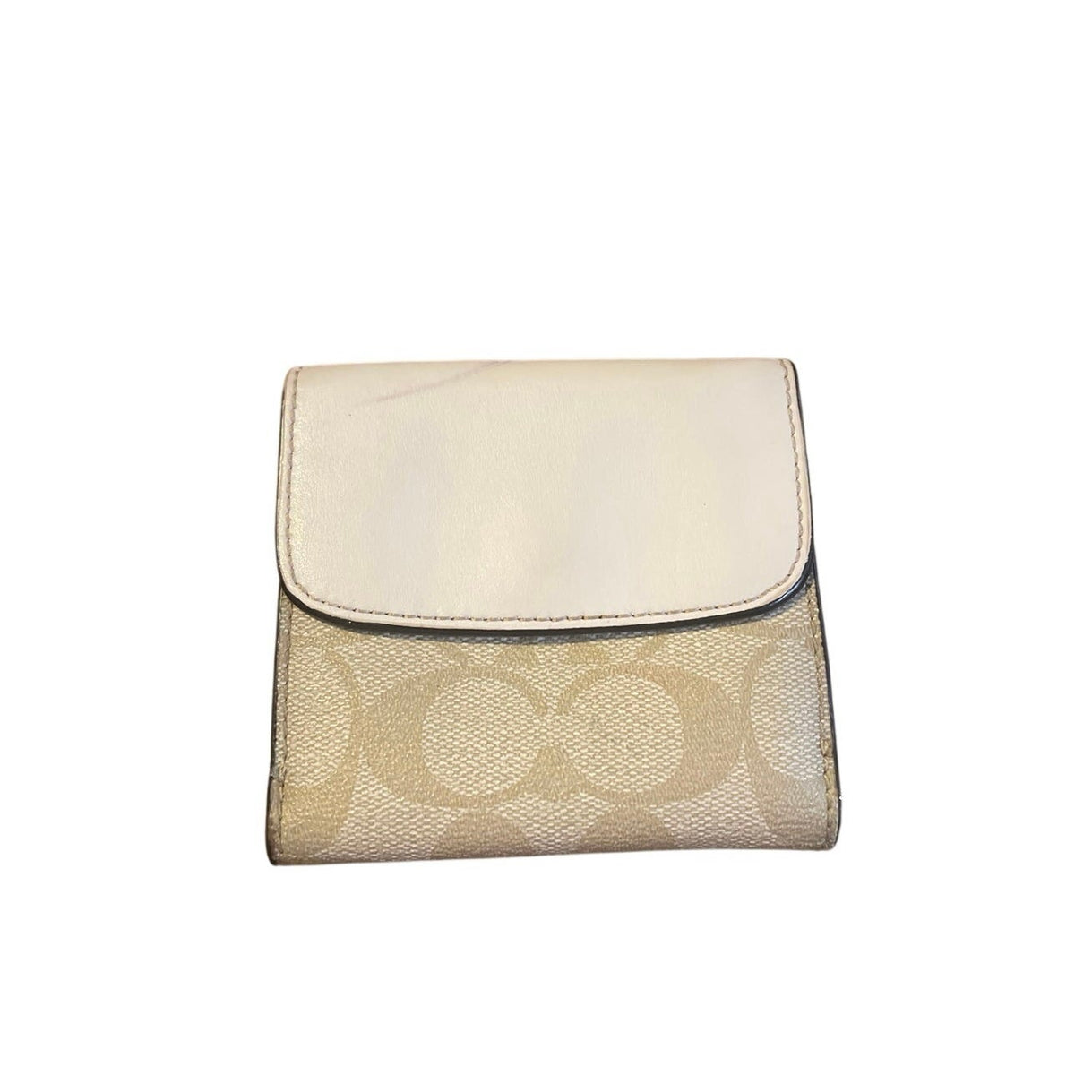 Coach Signature Canvas Small Trifold Compact Wallet Accessories