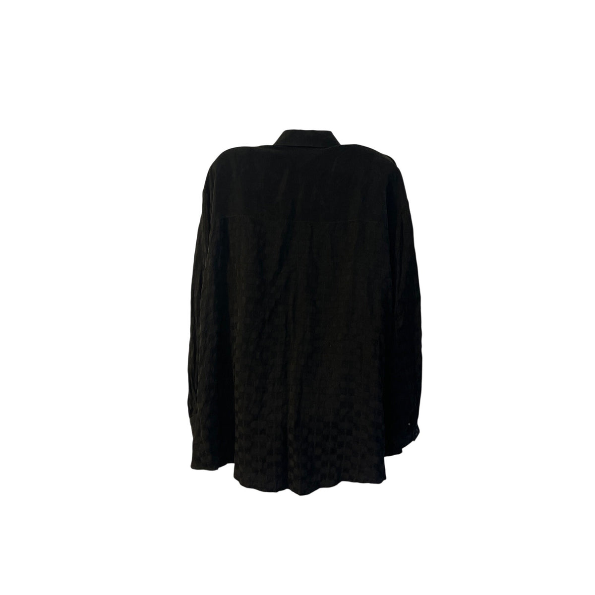 Vintage Landsford Sport Black Checkered Long Sleeve Button Blouse Shoulder Pads