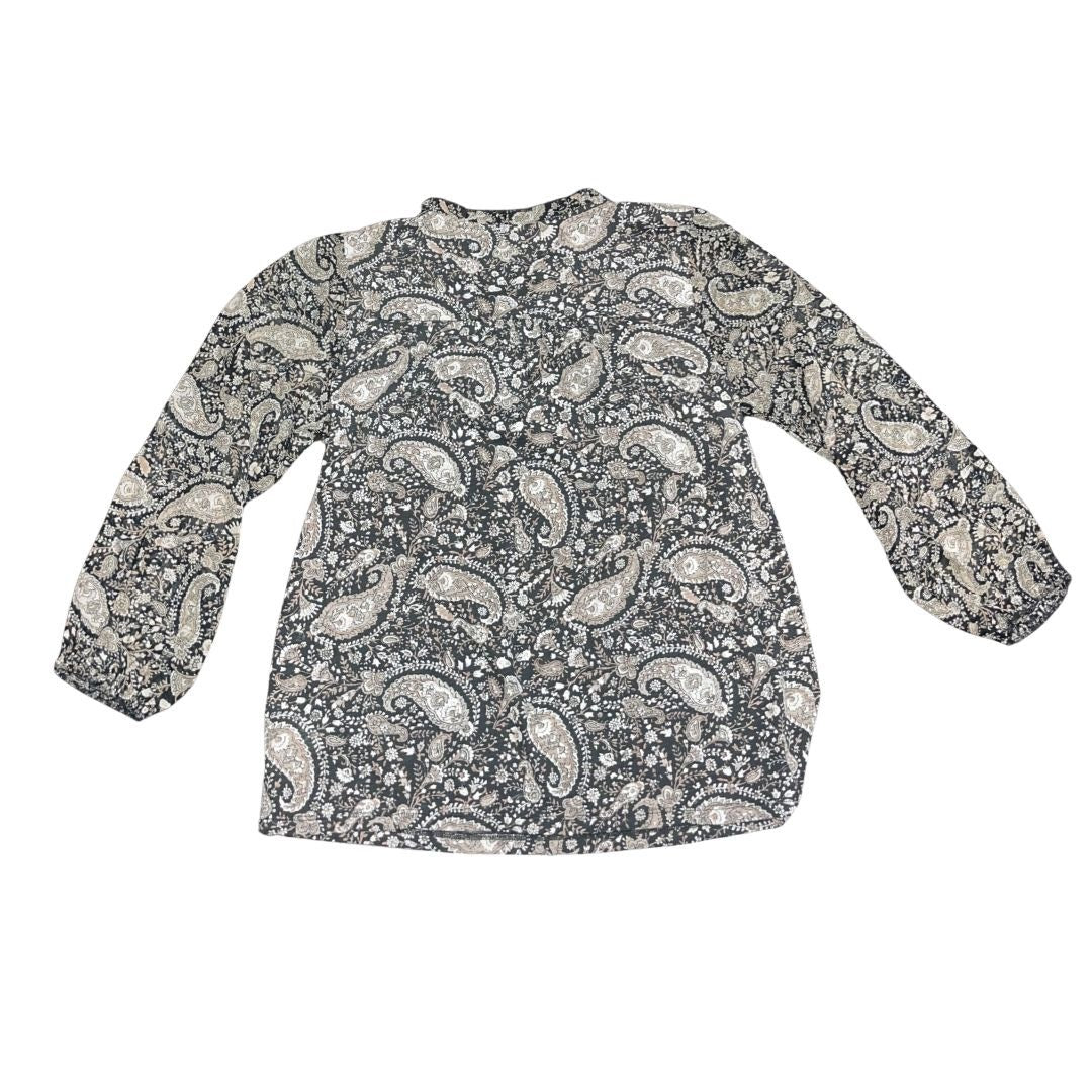 Lucky Brand Split SmokedNeck Peasant Blouse Balloon Sleeve Paisley Boho NWT