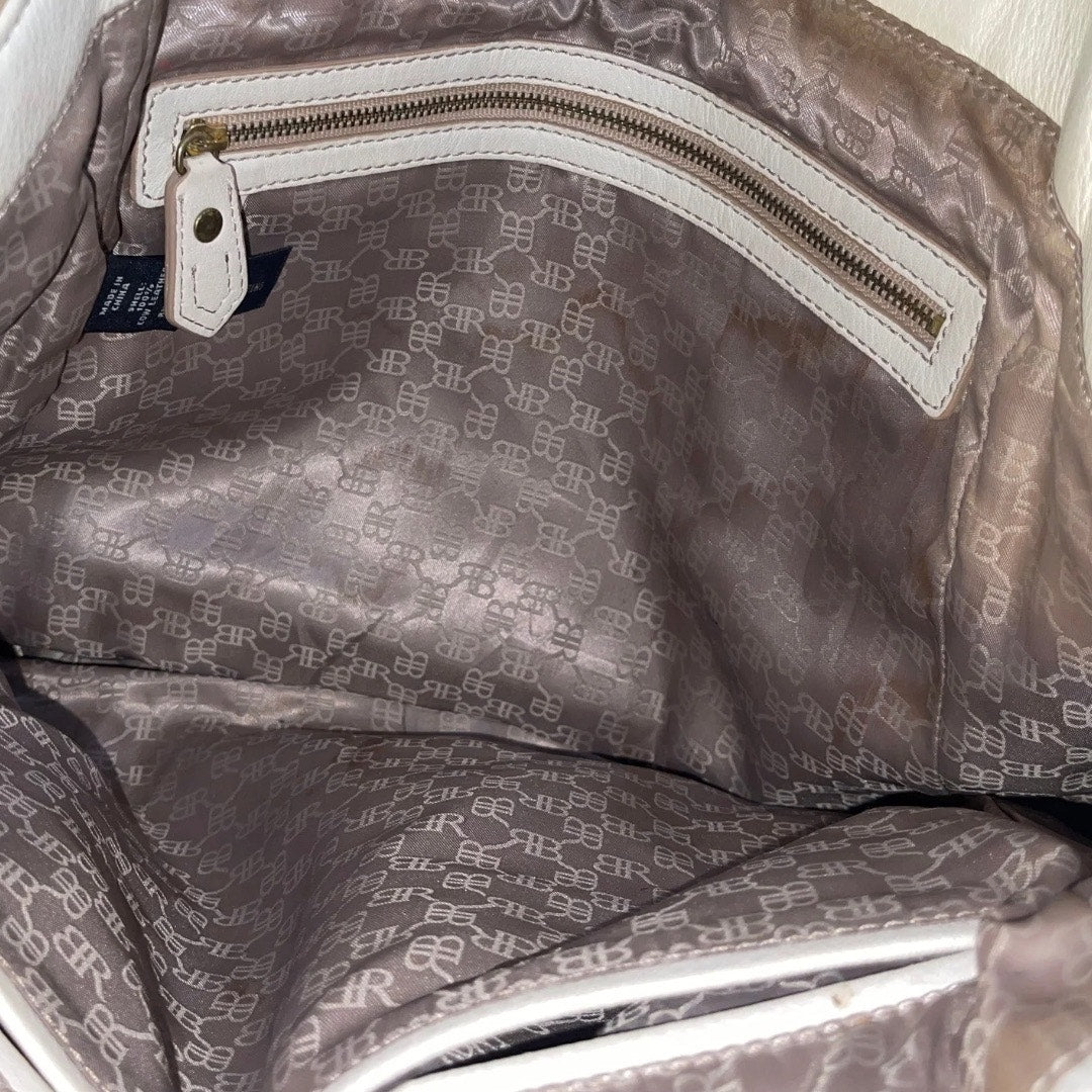 Banana Republic BR Logo Handbag Cow Leather Ivory Satchel Hobo Purse