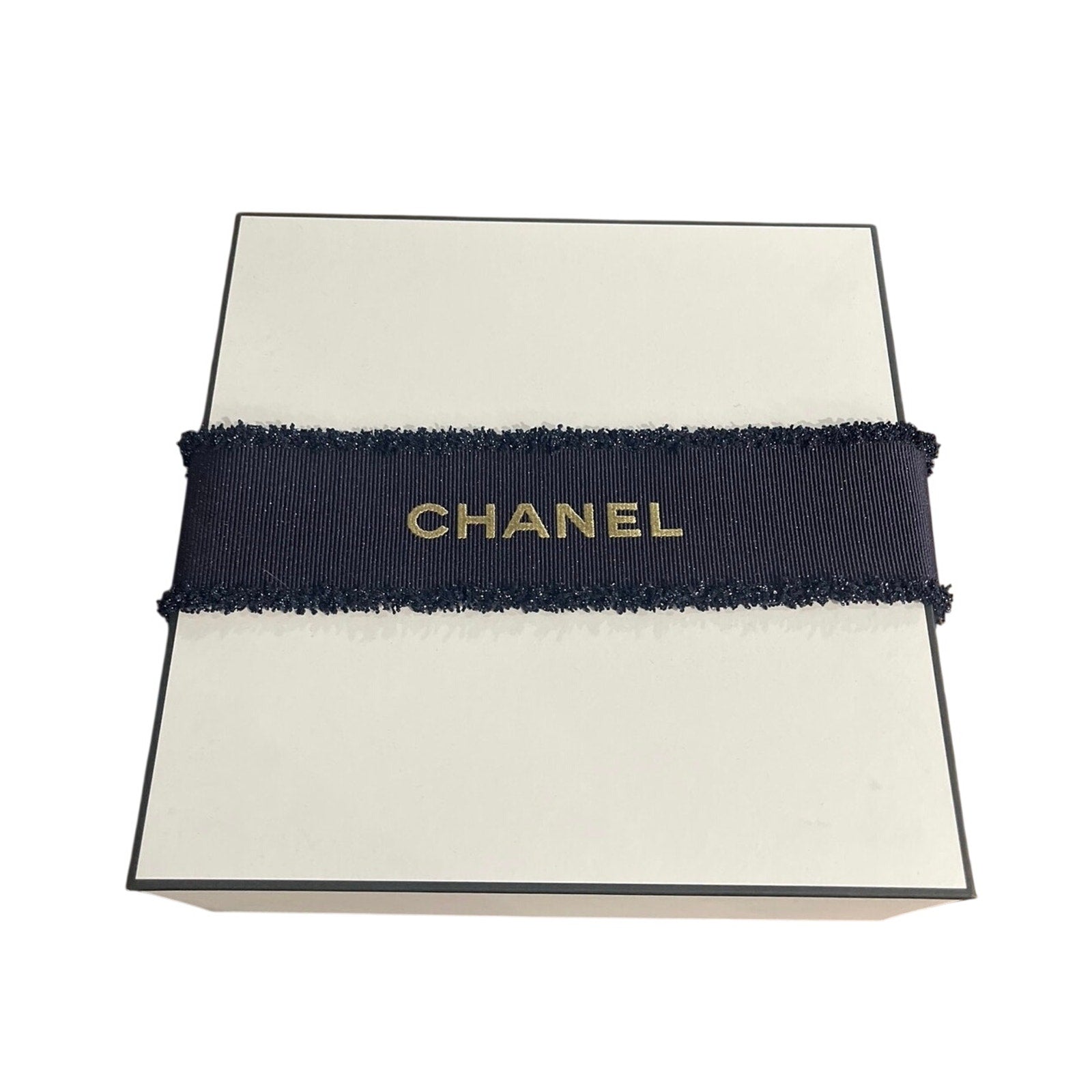 Authentic Chanel White Black Empty Square Perfume Beauty Gift Box Luxury