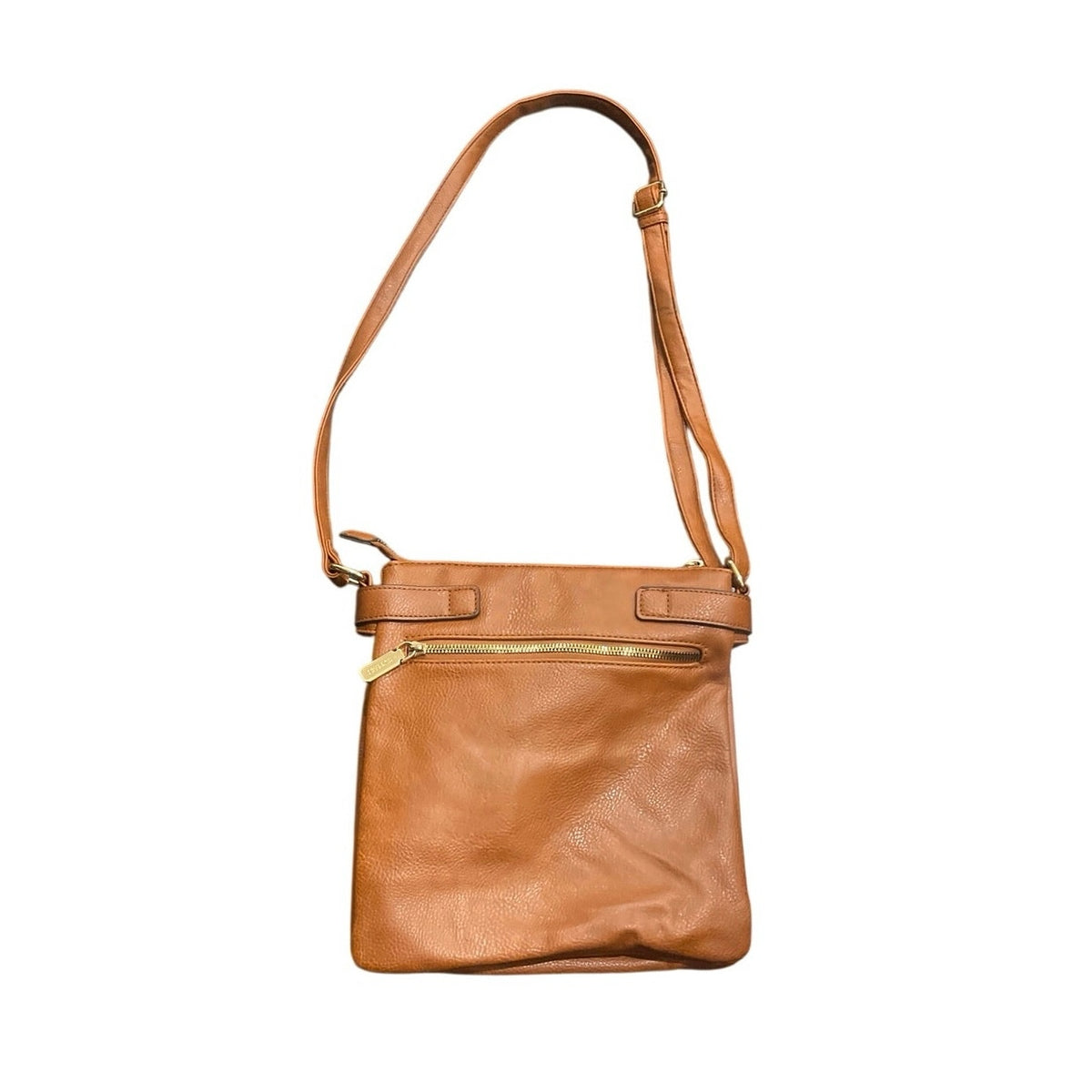 Gussaci Italy Tan Brown Faux Leather Crossbody Handbag Adjustable Strap Boho