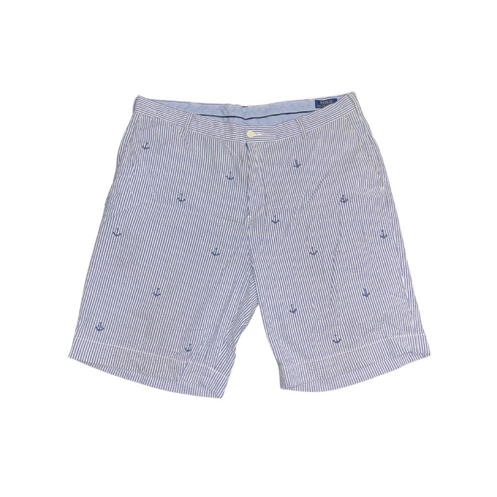 POLO Ralph Lauren Anchor Blue Striped Short Size 40 Stretch Classic Fit Nautical