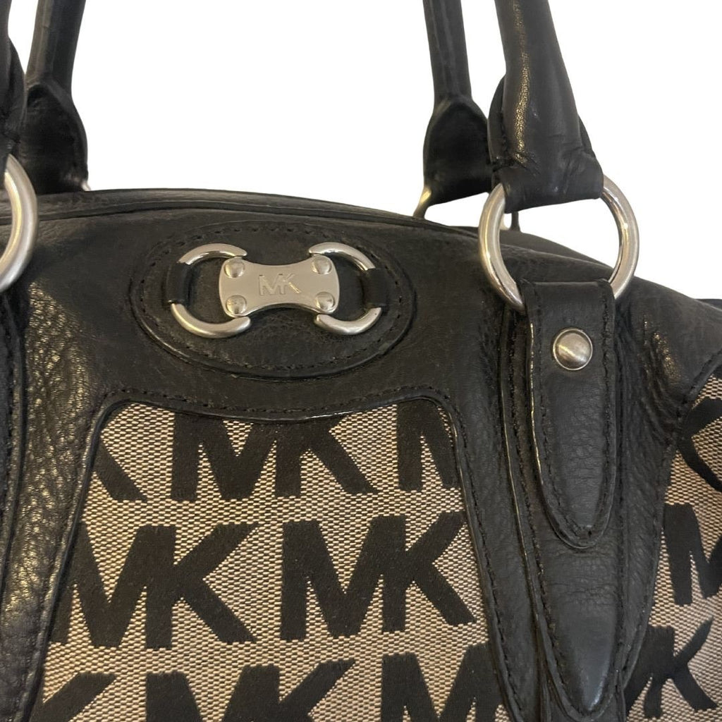 Michael Kors Classic Monogram Top Handle Canvas Satchel Purse Y2K Vintage 2000s