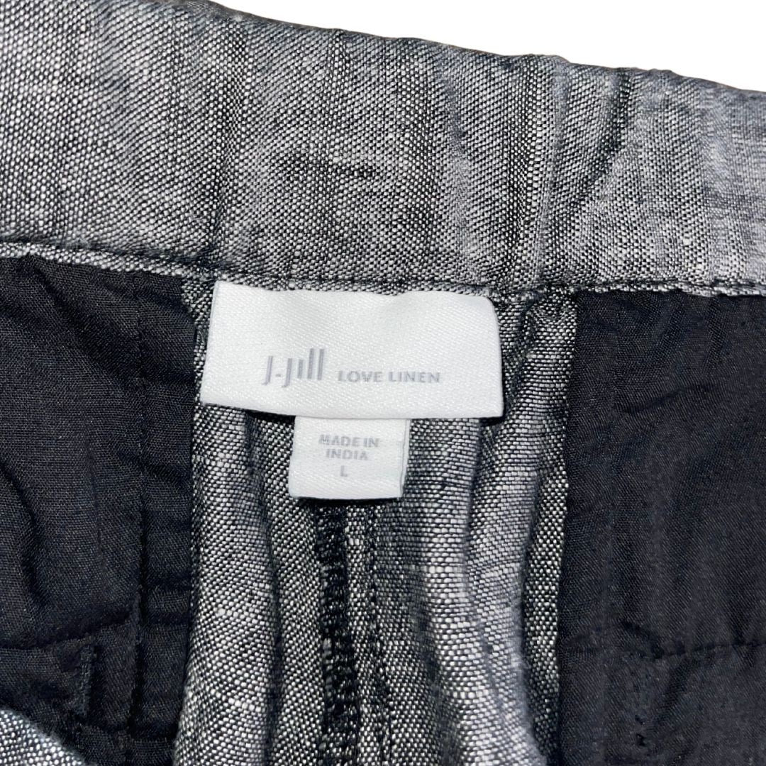 J. Jill Cropped Wide Leg Linen Pants Pull on Large Pockets Casual Relaxed Fit
