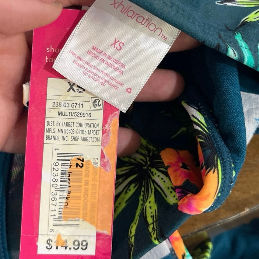 Xhilaration Two Bikini Bottoms SZ SX Floral Tropical Vacation Beach Swim NWT