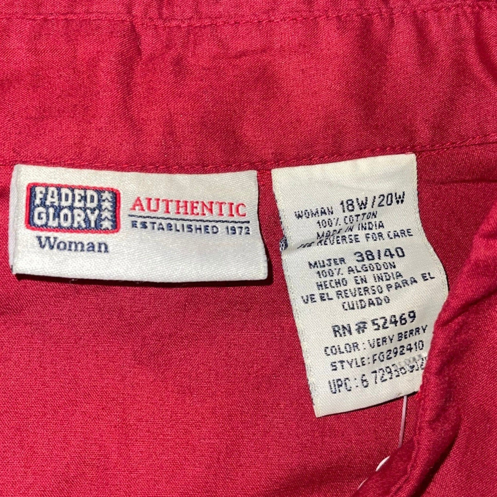 Faded Glory Gauze Burgundy Button Down Long Sleeve Shirt Plus Size 18 western