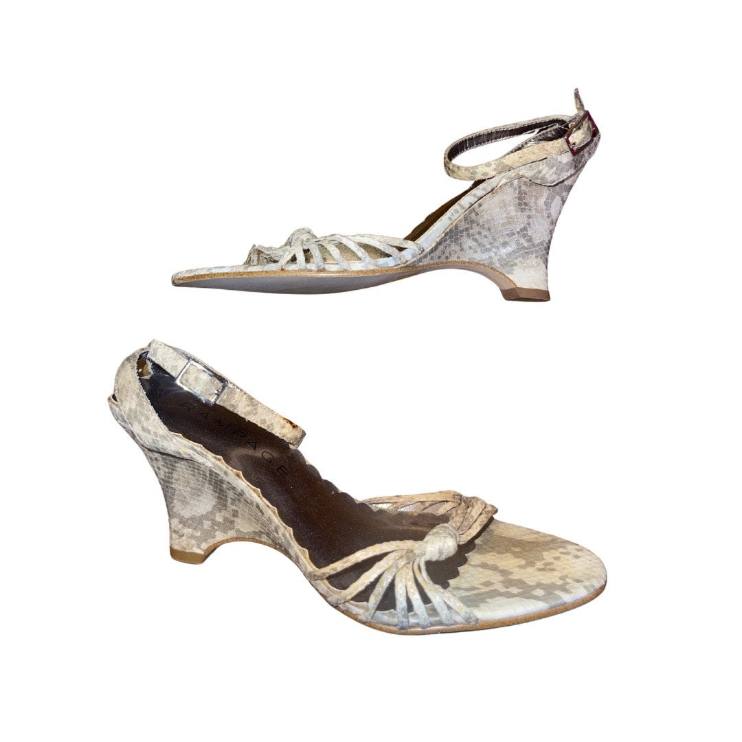 Rampage Rebecca Taupe Wedge Strappy Open Toe Size 6.5 Y2K