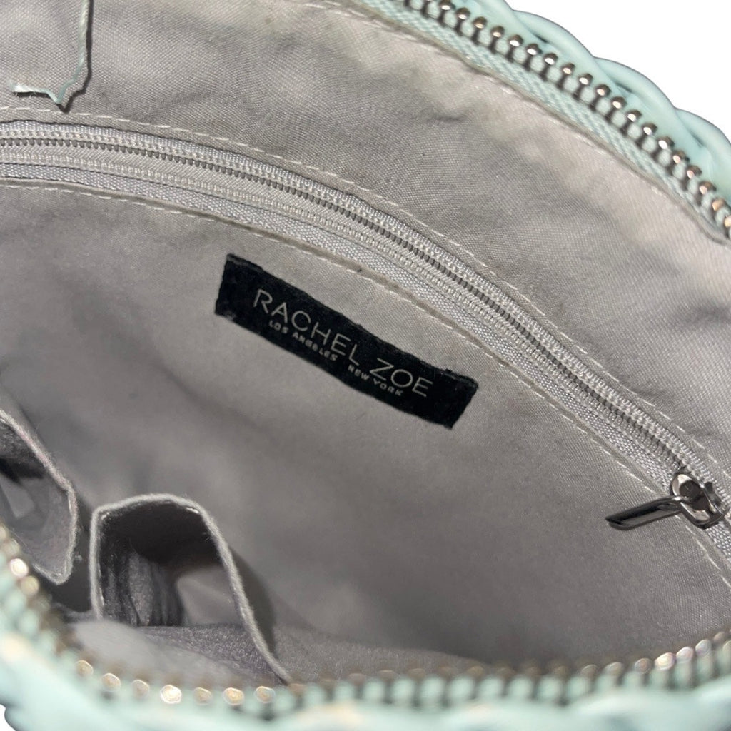 Rachel Zoe Aqua Woven Blue Hobo Shoulder Bag with matching pouch vegan leather