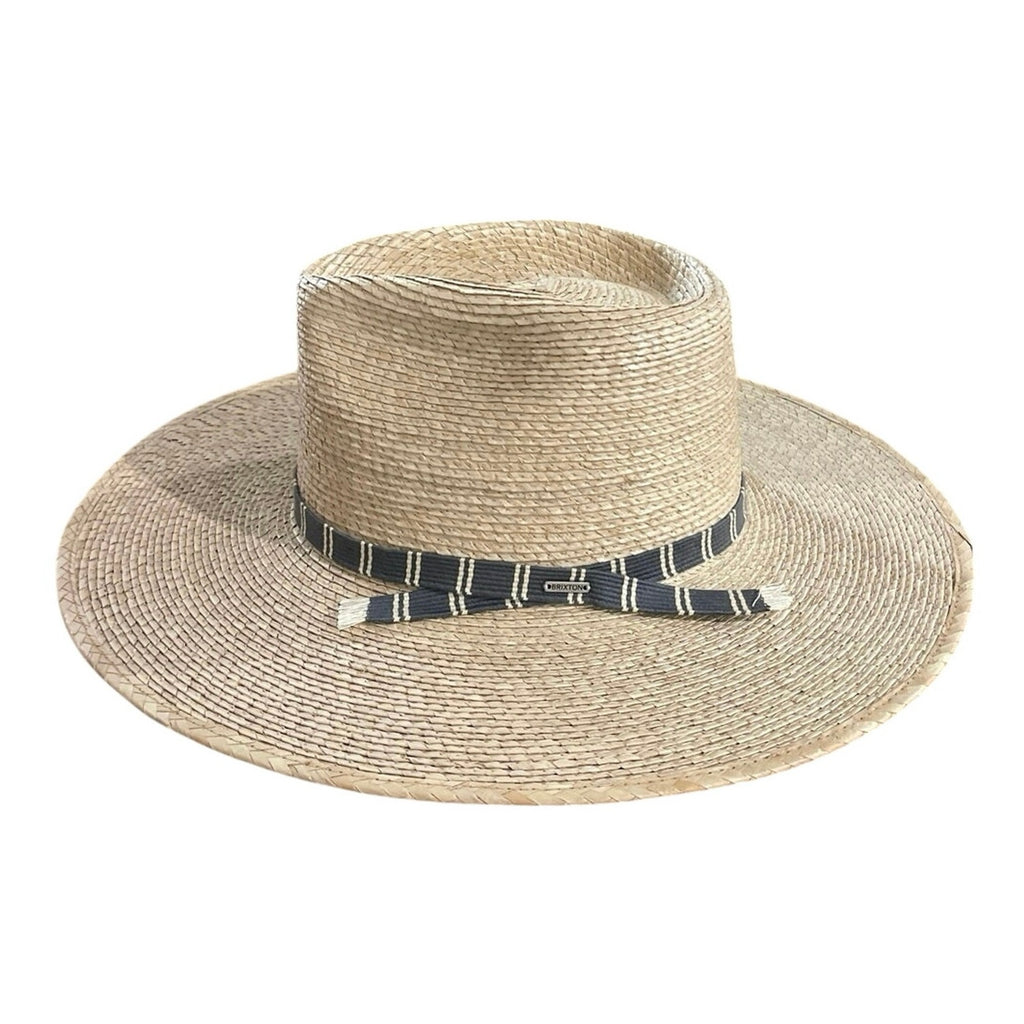 Brixton Leigh 100% Straw Fedora Natural L (7.5) Adjustable Vacation Beach Sunhat