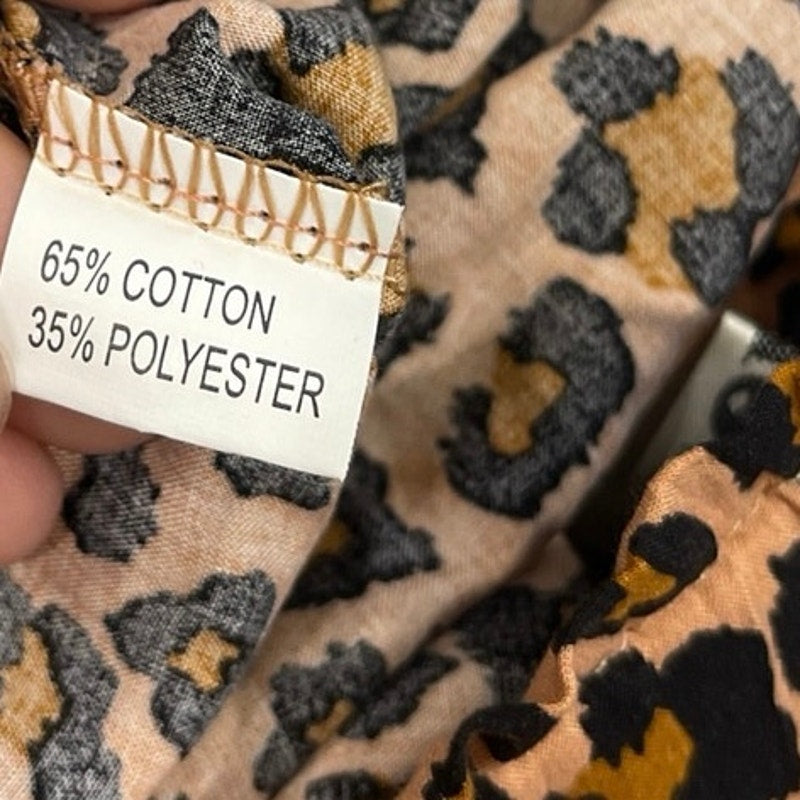Leopard Print Lightweight Wide Leg Pants SZ M Pull on Waist Casual Trousers